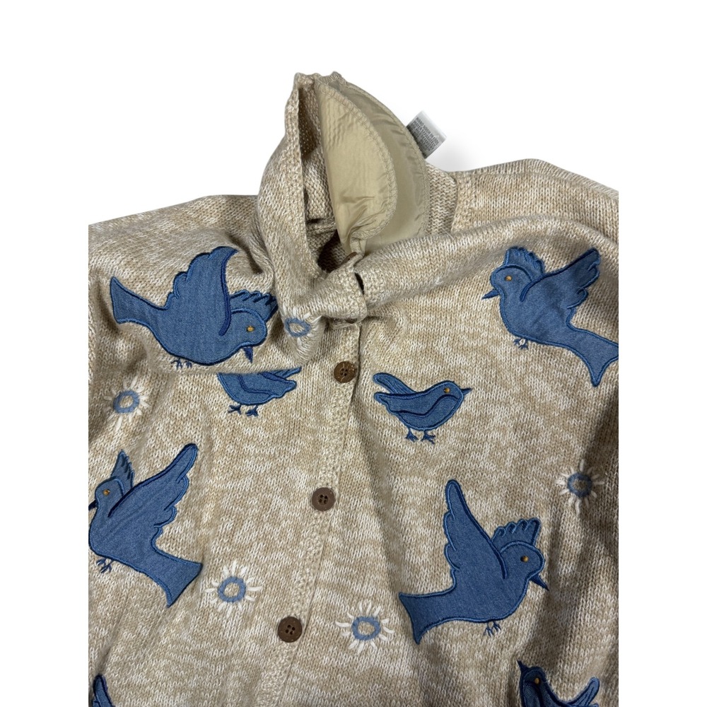 Y2K Christopher & Banks Vtg 2001 Blue Bird Embroidered Cardigan Sweater Large - Picture 8 of 13